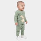 Infants Green Cotton Round Neck Lounge Set Hipster Set, हल्का हरा, small