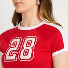 Ladies' 100% Cotton Crop  Top, लाल, small