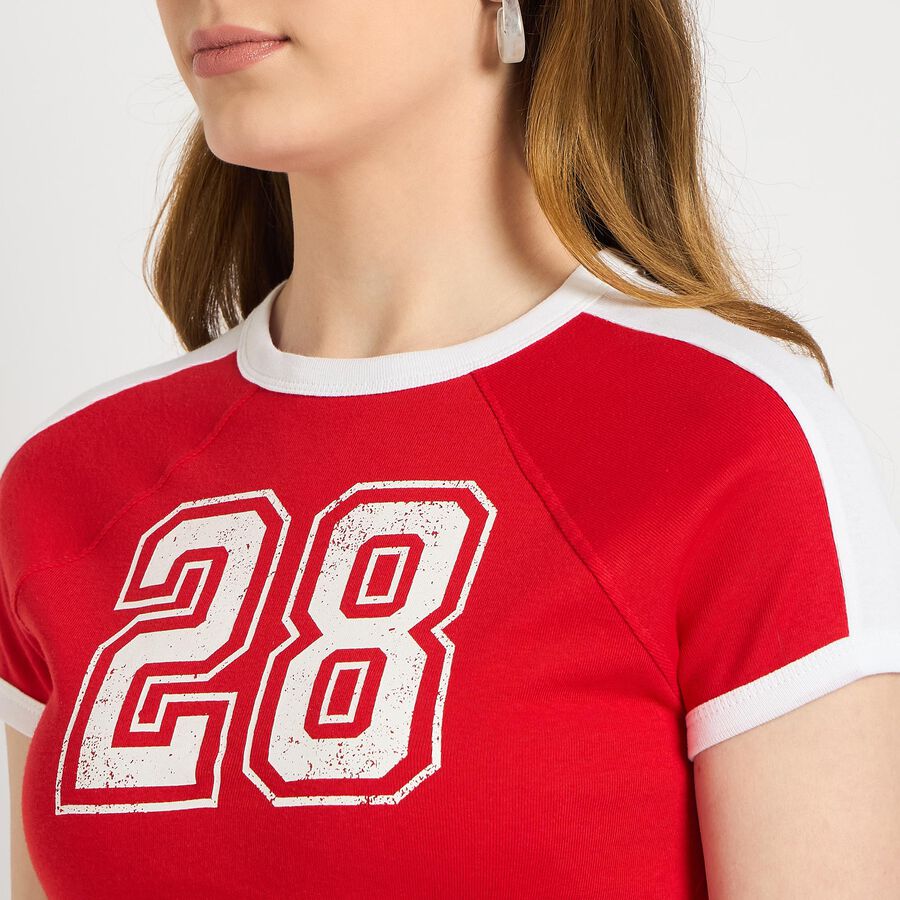 Ladies' 100% Cotton Crop  Top, लाल, large