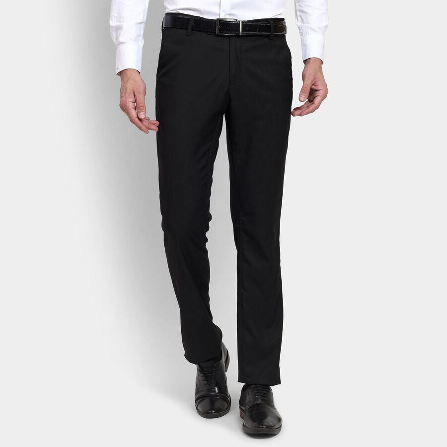Men's Slim Fit Formal Trousers, Black, large image number null