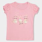 Girls' 100% Cotton T-Shirt, हल्का गुलाबी, small