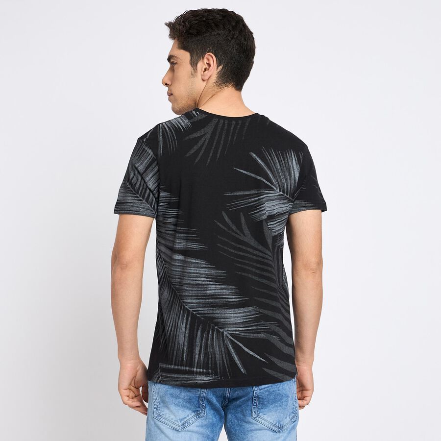 Men's 100% Cotton Round Neck Half Sleeves T-Shirt , काला, large