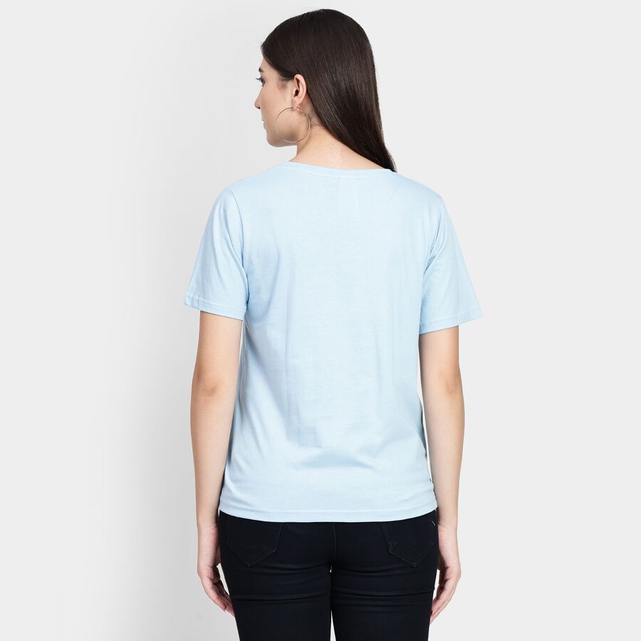 Ladies' Cotton Round Neck T-Shirt, Light Blue, large image number null
