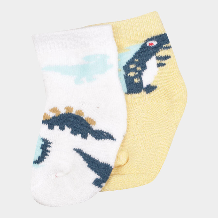Infants Cotton Stripes Socks, Yellow, large image number null