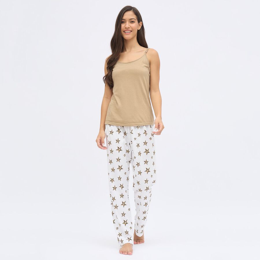 Women's White Full Length Printed Pyjama, White, large image number null