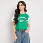 Ladies' 100% Cotton Crop  Top, गहरा हरा, small