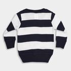 Infants' Deep Midnight Navy and Bright White Round Neck Casual Pullover, नेवी ब्लू, small image number null