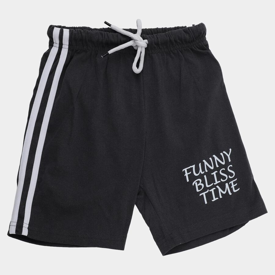 Boys' Grey Regular Fit Melange Drawstring Bermuda Shorts, Dark Grey, large