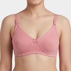 Women's Pink Cotton Blend V-Neck Non-Padded Wireless Bra, Light Pink, small