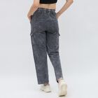 Women's Washed Graphite Grey Relaxed Fit Cargo Track Pants, Dark Grey, small image number null