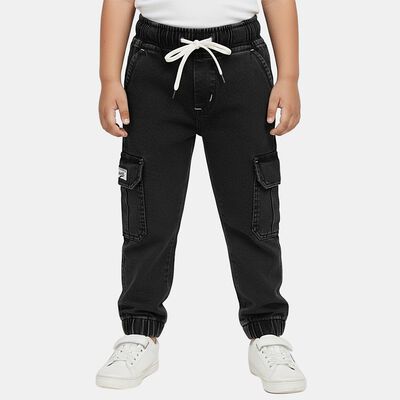 Boys' Washed Black Relaxed Fit Cargo Jogger Jeans