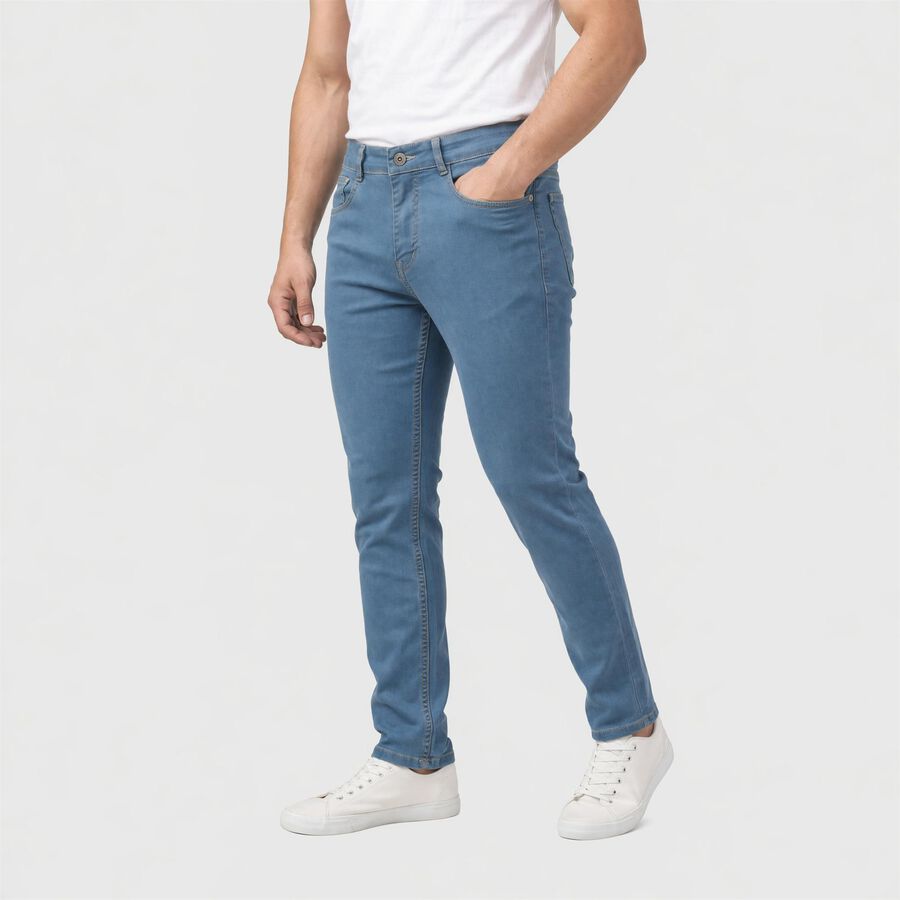 Men's Light Blue Slim Fit Washed Jeans, हल्का नीला, large
