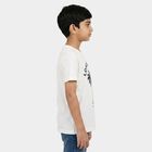 Boys White Round Neck Regular Boys T-Shirt, सफ़ेद, small