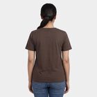Women's Brown Round Neck Casual T-Shirt, Brown, small