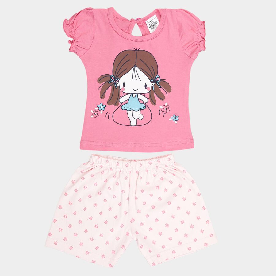 Infants Cotton Shorts Set, Pink, large image number null