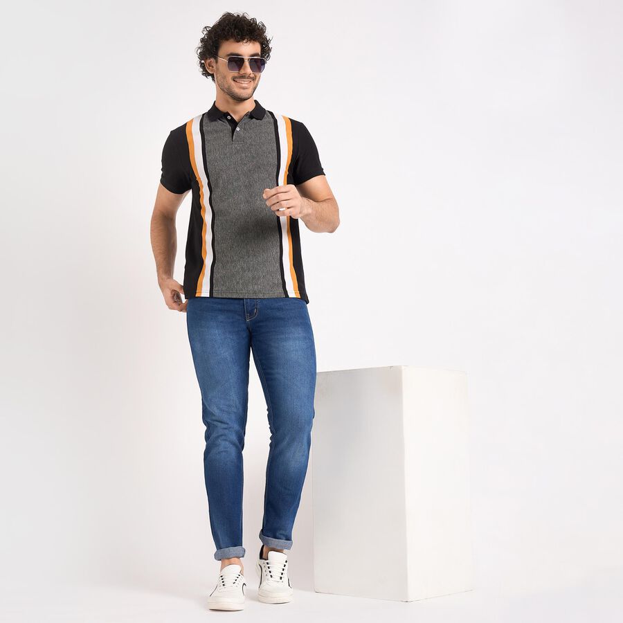 Men's Collared Half Sleeves T-Shirt , काला, large image number null