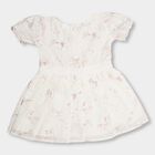 Infants' Ivory Puff Sleeve Animal Print Frock, White, small