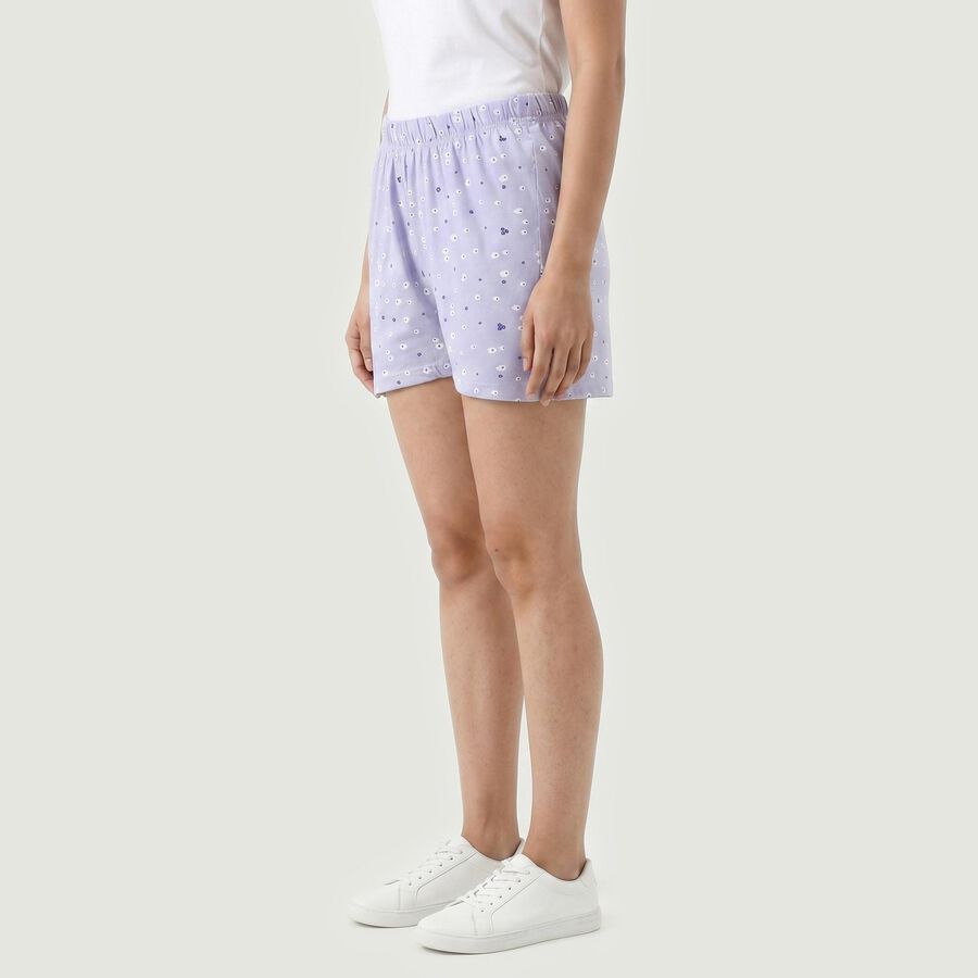 Women Light Blue Regular Fit Printed Shorts, Light Blue, large