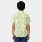 Boys' Mint Green Cotton Abstract Printed Regular Fit Shirt, Light Green, small
