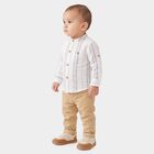 Infants' Teal Blue 100% Cotton Mandarin Collar Striped Baba Suit, टील ब्लू, small