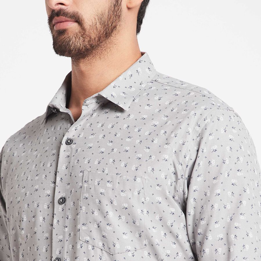 Printed Formal Shirt, Light Grey, large image number null
