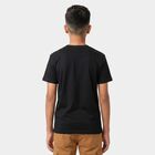Boys Black Cotton Blend Crew Neck Regular Boys T-Shirt, काला, small