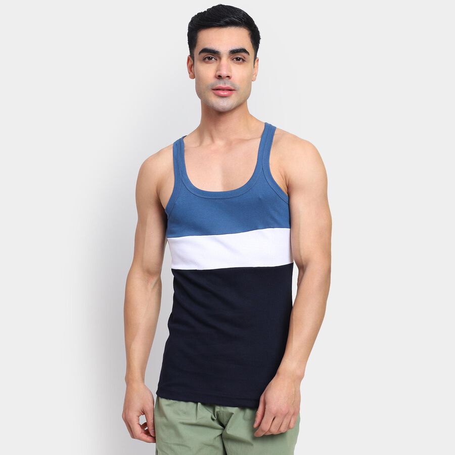 Men's 100% Cotton Gym T-Shirt , Mid Blue, large