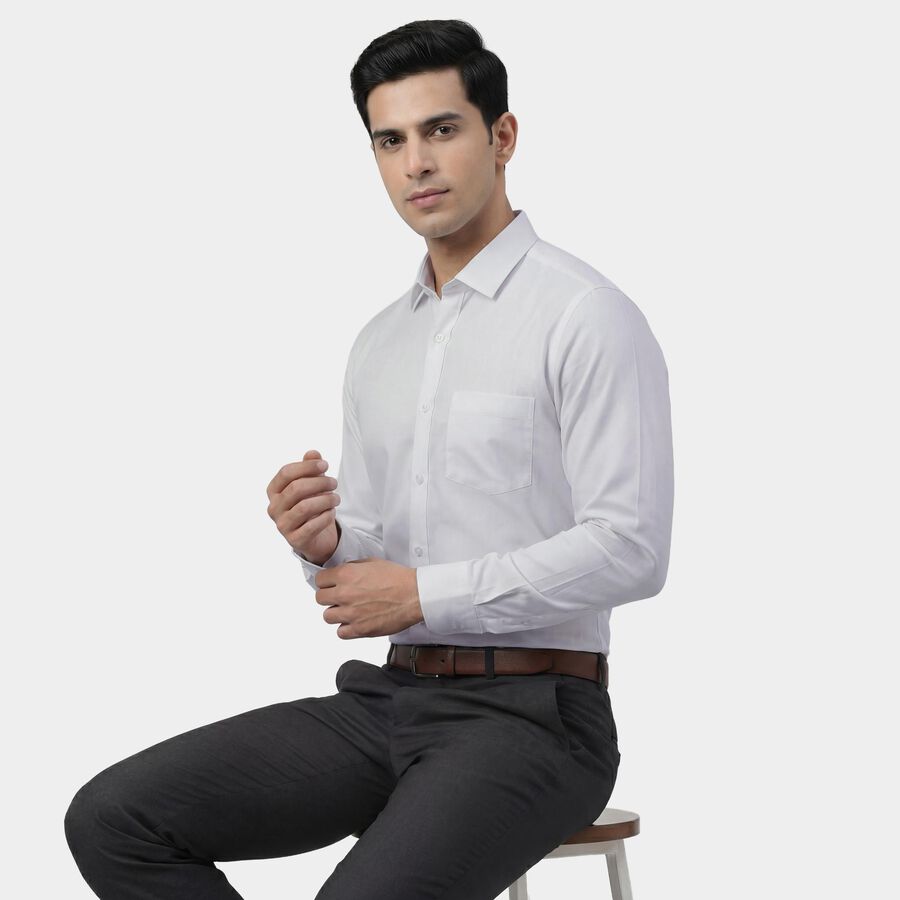 Men's White Spread Collar Classic Formal Shirt, White, large