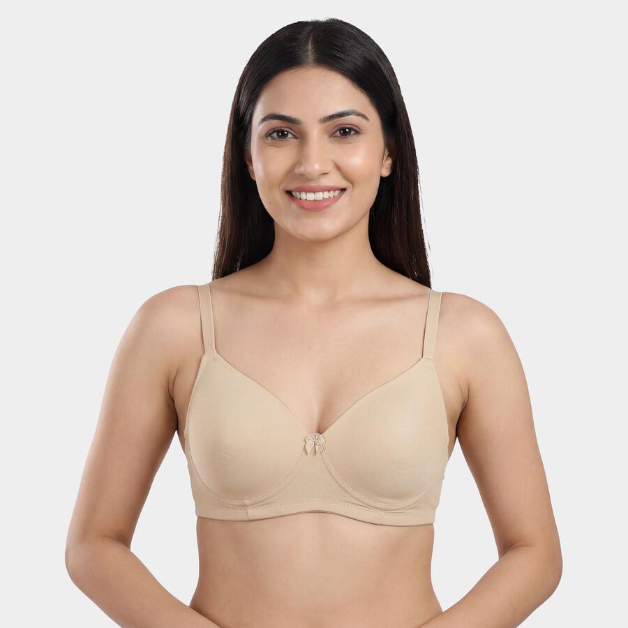 Women's Beige Padded Wired T-Shirt Bra, Beige, large