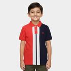 Boys Red Cotton Round Neck Casual T-Shirt, Red, small