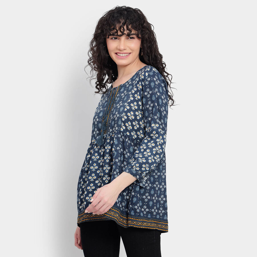 All Over Print Kurti, गहरा नीला, large image number null