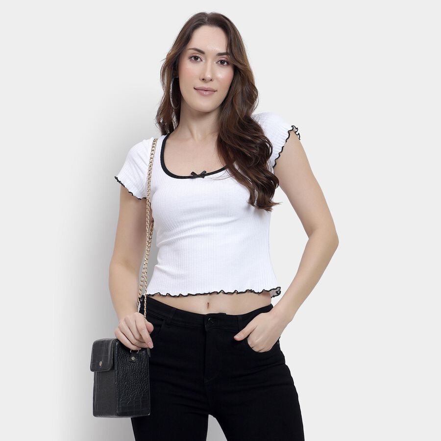 Ladies'  Crop  Top, White, large image number null