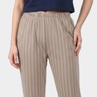 Women's Grey Straight Fit Striped Lounge Pyjama, हल्का ग्रे, small