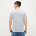 Men's Deep Blue Crew Neck Striped T-Shirt, गहरा नीला, small