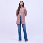 Women's Dusty Rose Round Neck Casual Cardigan, Pink, small image number null