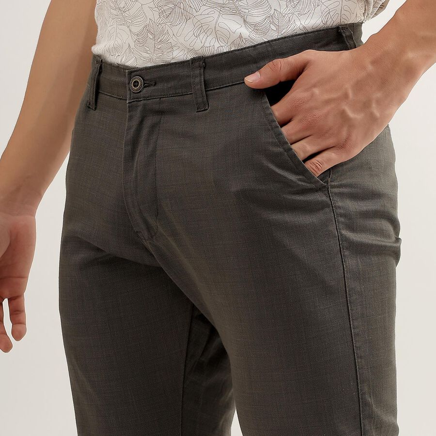 Men's Cross Pocket Slim Fit Casual Trousers , Olive, large image number null