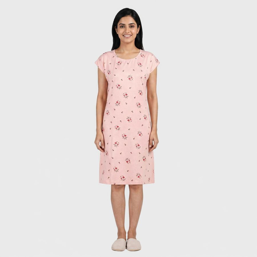 Women Light Pink Nighty, हल्का गुलाबी, large