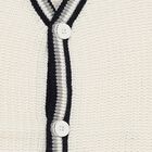 Boys Off White and Navy V-Neck Casual Pullover, ऑफ व्हाइट, small image number null