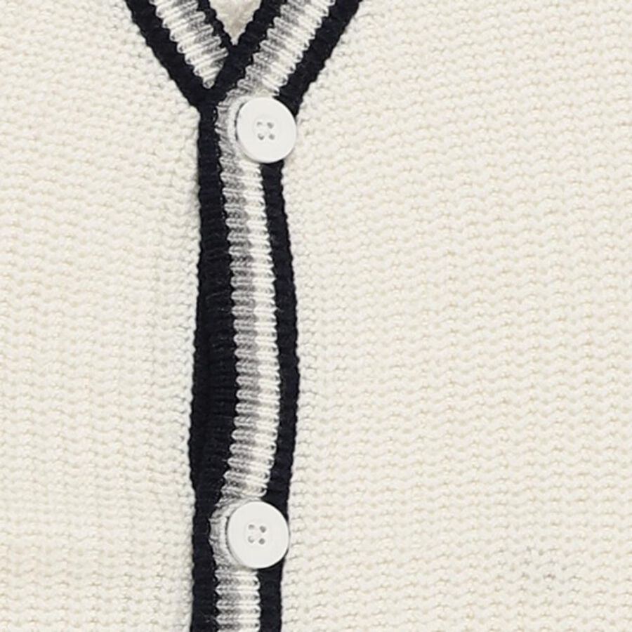 Boys Off White and Navy V-Neck Casual Pullover, ऑफ व्हाइट, large image number null