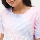 Women's Pastel Pink and Lavender Cotton Round Neck Casual T-Shirt, Lilac, small image number null