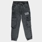 Boys' Washed Light Grey Relaxed Fit Cargo Jogger Jeans, Light Grey, small