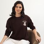 Women's Dark Chocolate Brown Crew Neck Casual Sweatshirt, भूरा, small image number null