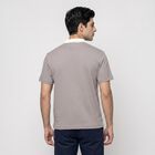Men Grey Polo Neck Graphic Print T-Shirt, Light Grey, small
