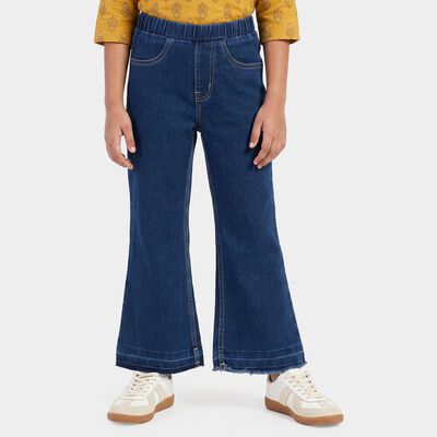 Girls Blue Flared Fit Pull-On Jeans