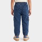 Boys Blue Cargo Fit Washed Jeans, Dark Blue, small