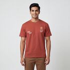 Men's Rust Cotton Round Neck Casual T-Shirt, Rust, small