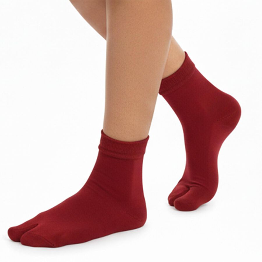 Women's Deep Crimson Regular Fit Finger Socks, Maroon, large