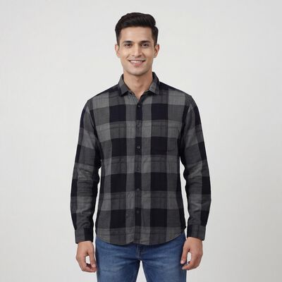 Men's Navy Blue Cotton Classic Casual Shirt