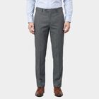 Men's Light Grey Slim Fit Flat-Front Trousers, हल्का ग्रे, small