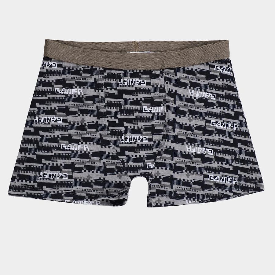 Boys' Grey Regular Fit Printed Briefs, हल्का ग्रे, large